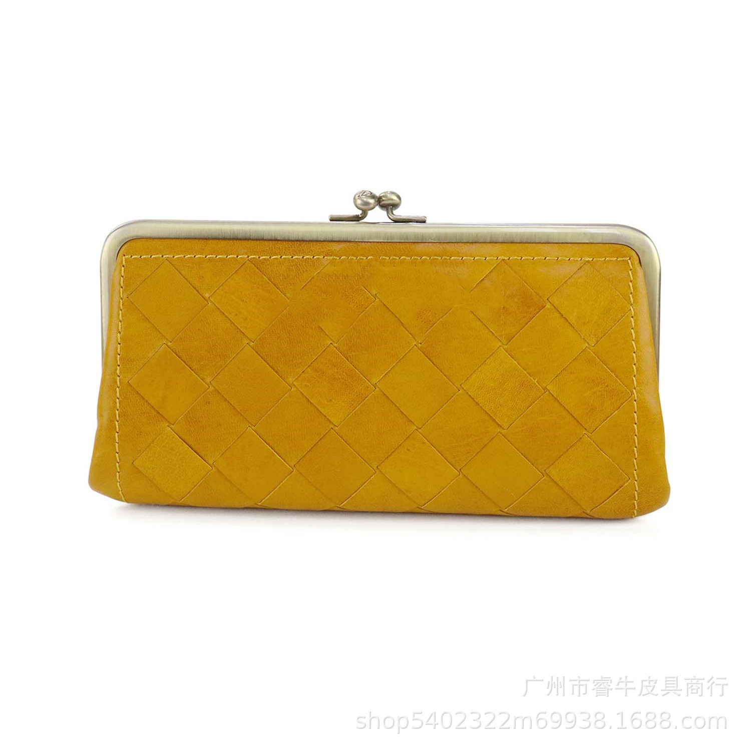 Leather long woven universal wallet