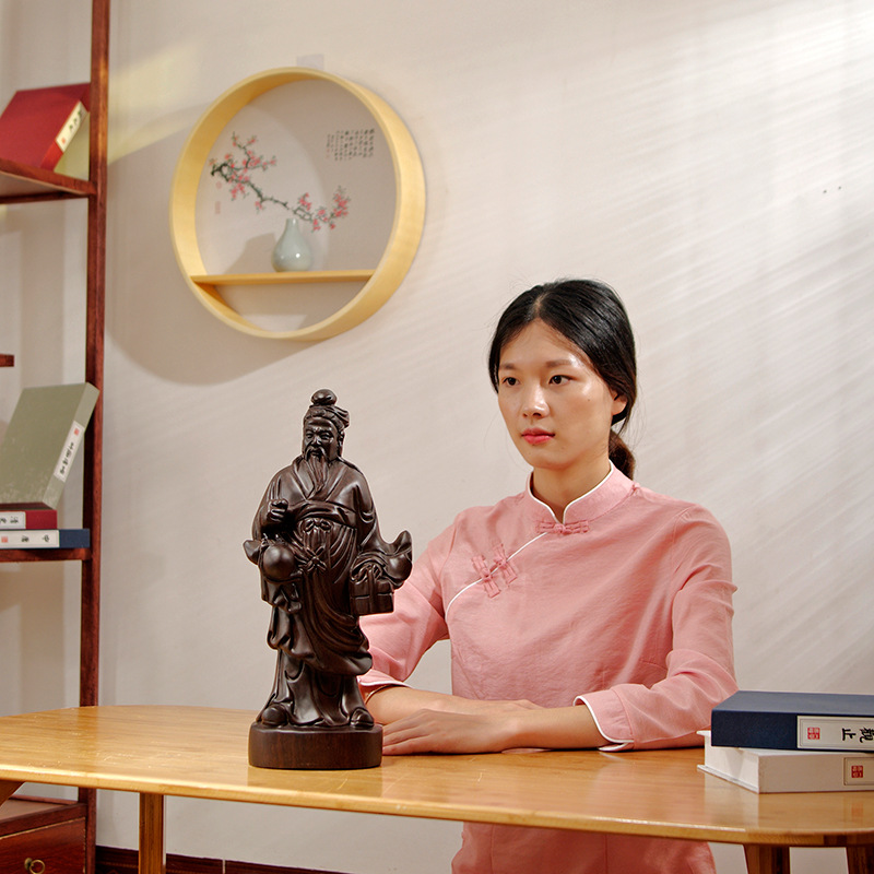 黑檀木雕神医华佗雕像摆件实木雕刻家居药铺中医房摆设红木工艺品