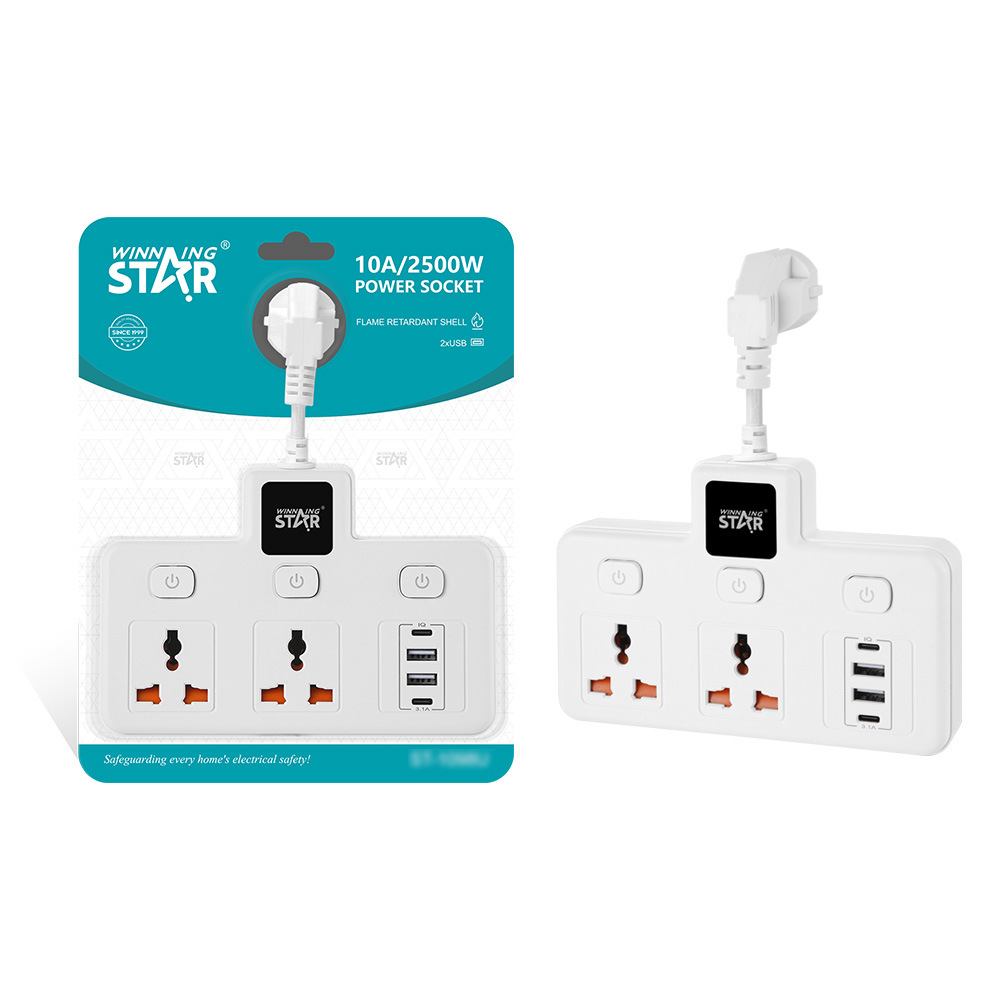 Winning Star跨境小型迷你多孔位带2C2USB分控多功能通用拓展插座
