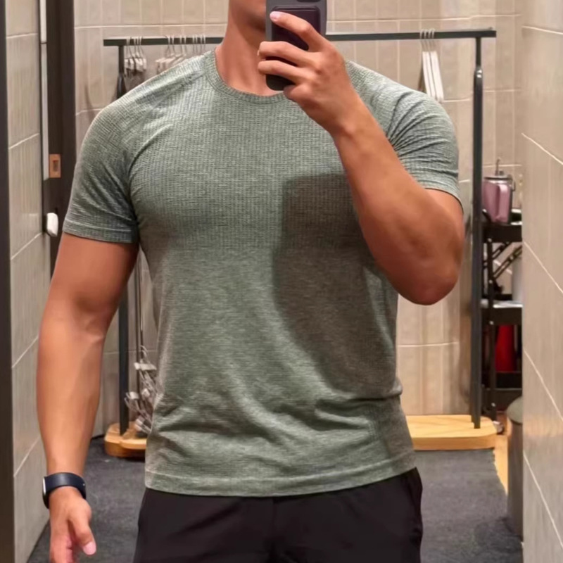 Lulu Same Style Men's Mvt2.5 Thin Sports Round Neck Elastic Quick-Drying Short-Sleeved Fitness Sweat-Absorbent Breathable T-Shirt 5303