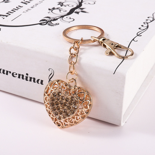 Creative Diamond Couple's Heart Car Keychain, Women's Bag Accessory, Love Keychain, Metal Pendant Ornament