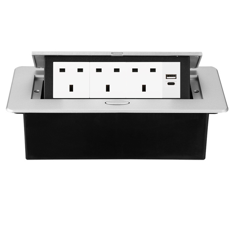 Gizli açılan masaüstü rozetka, USB Type-C və 3 yuvalı