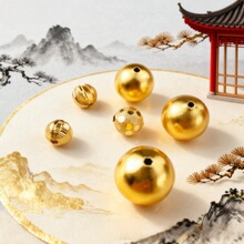 高保色空心24K包金珠子diy饰品配件通孔圆珠串珠散珠转运隔珠批发