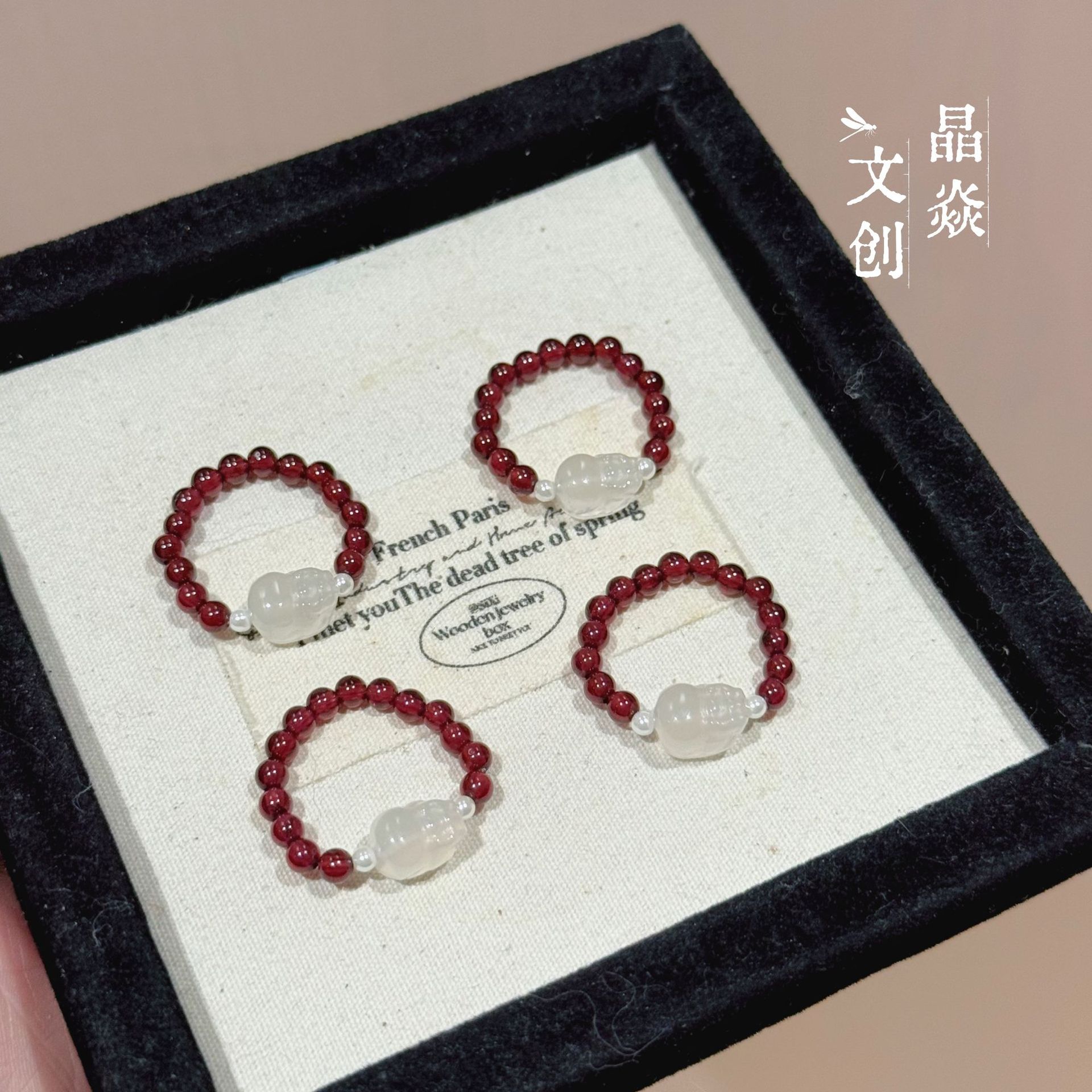 Original design garnet litchi crystal Pixiu women's ring, natural crystal, flattering and versatile, direct from the manufacturer