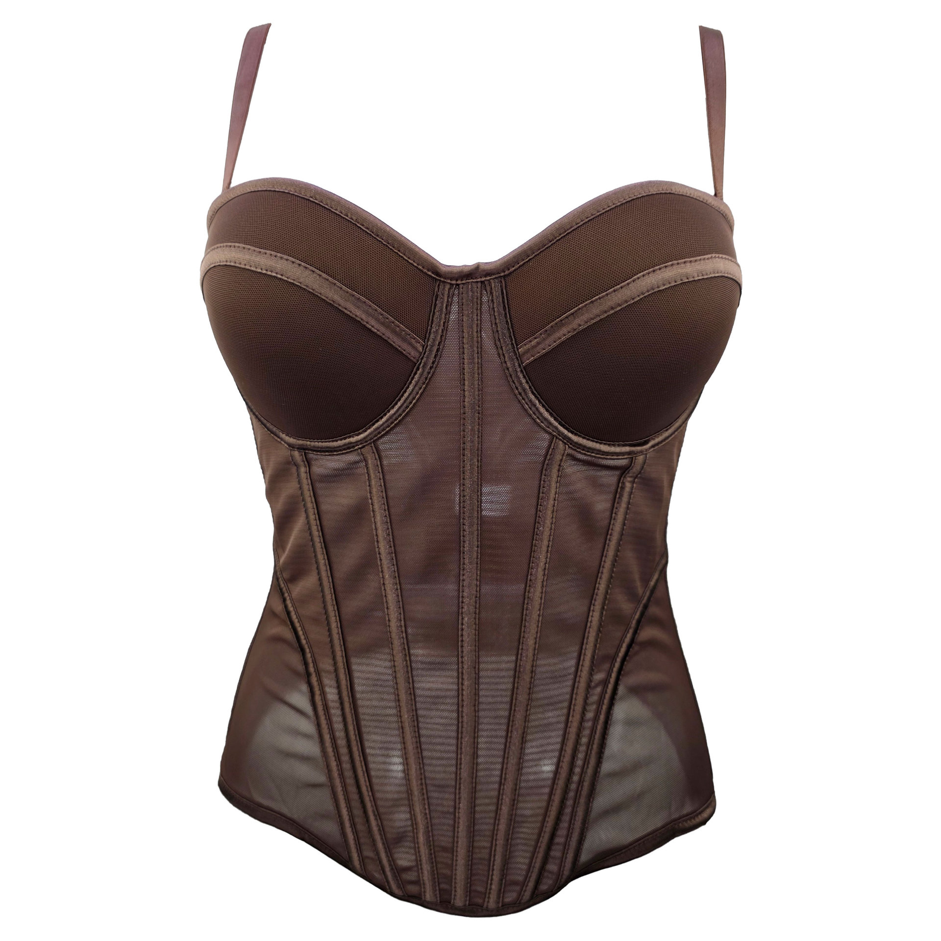 Top de Tirantes con Corsé de Malla Transparente y Varillas para Mujer image 5
