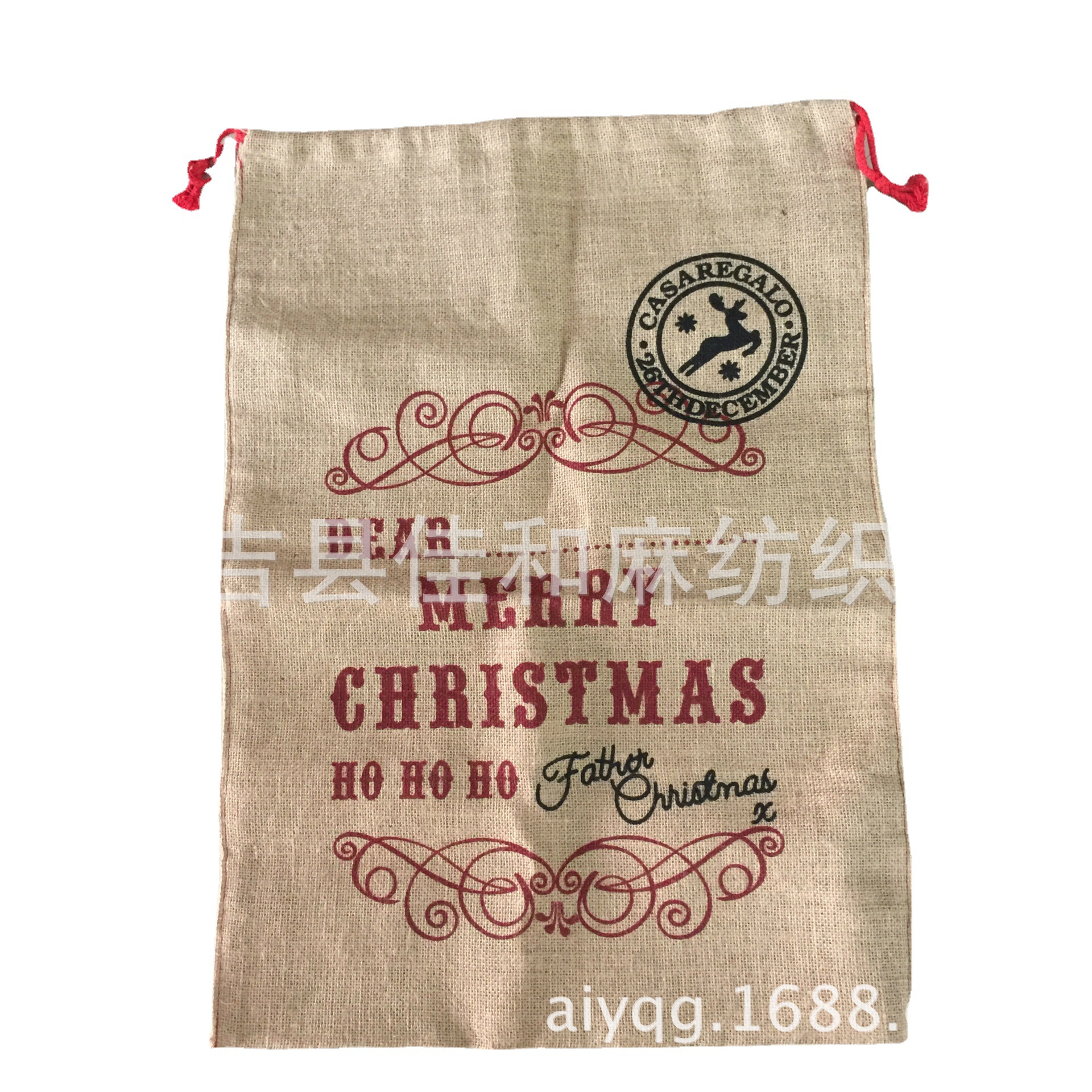 外贸热销黄麻袋 圣诞专用麻袋 节日礼品袋 各种logo麻布袋跳跳袋