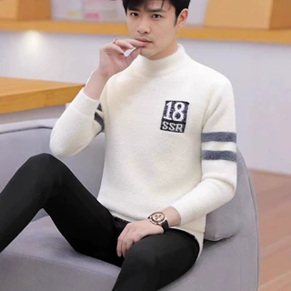 半高领毛衣男秋冬季纯色休闲打底线衣日系潮流简约帅气套头针织衫