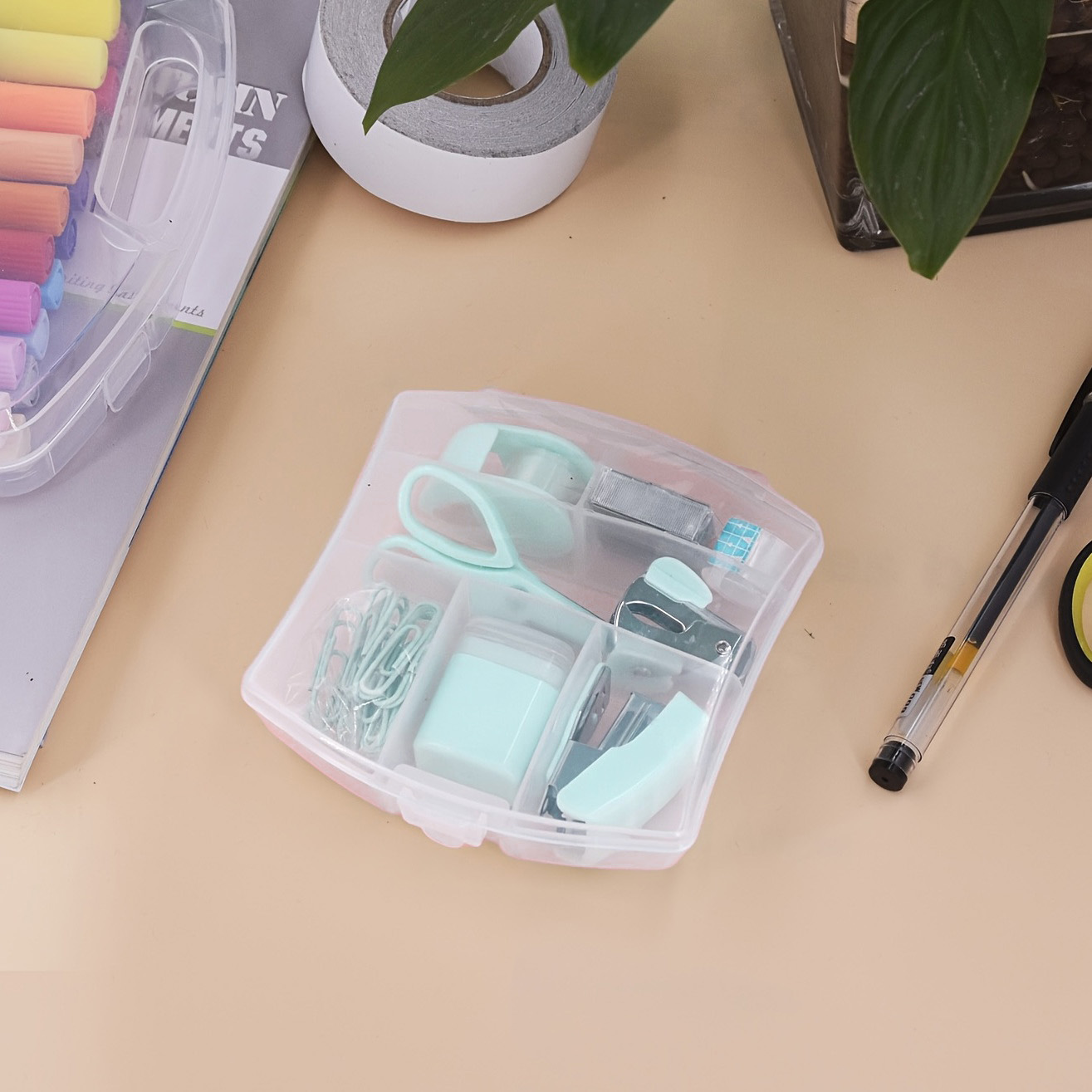 Juego de grapadora mini pequeña, grapas para estudiantes, linda y de alta estética, grapadora de clips portátil, encuadernadora