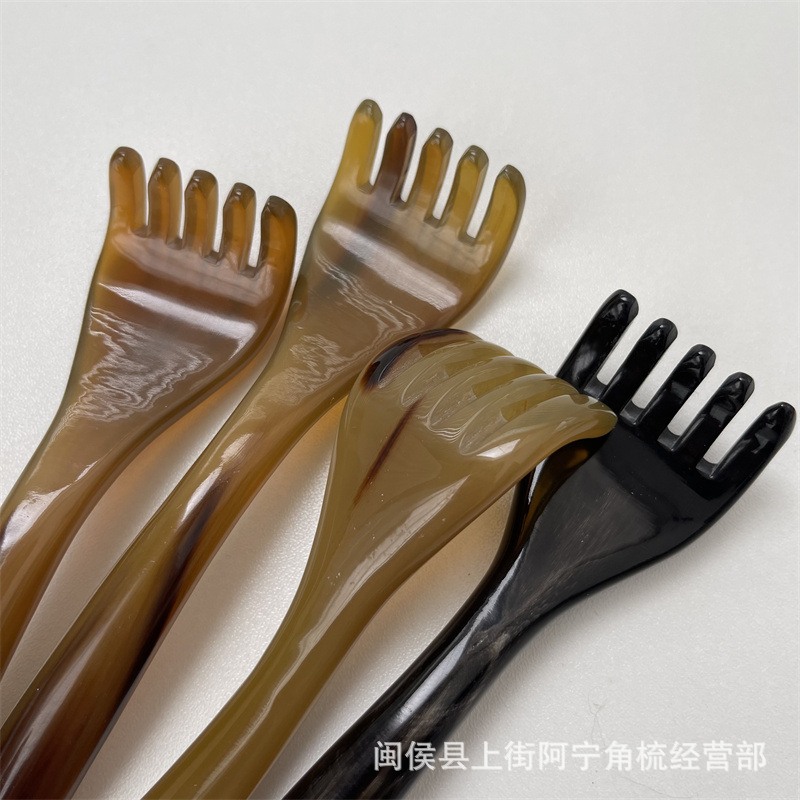 Horn Five-Claw Scalp Massage Comb Niu Jiao Shu Portable Meridian Gua Sha Relaxation Tool overview
