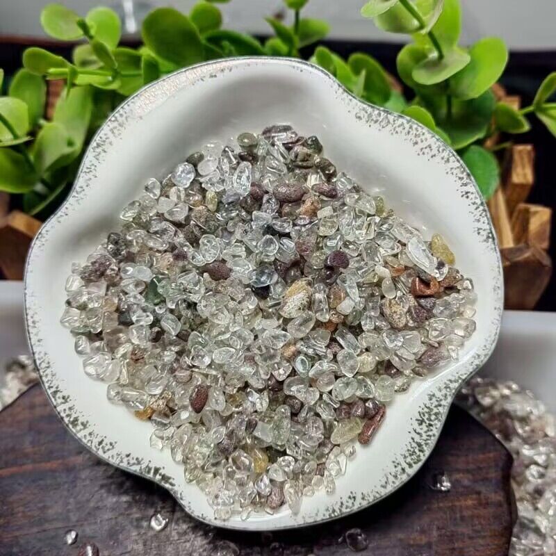 天然赤と緑のゴーストクリスタル砂利壊れた装飾品素材海外卸売多肉植物盆栽水槽石庭