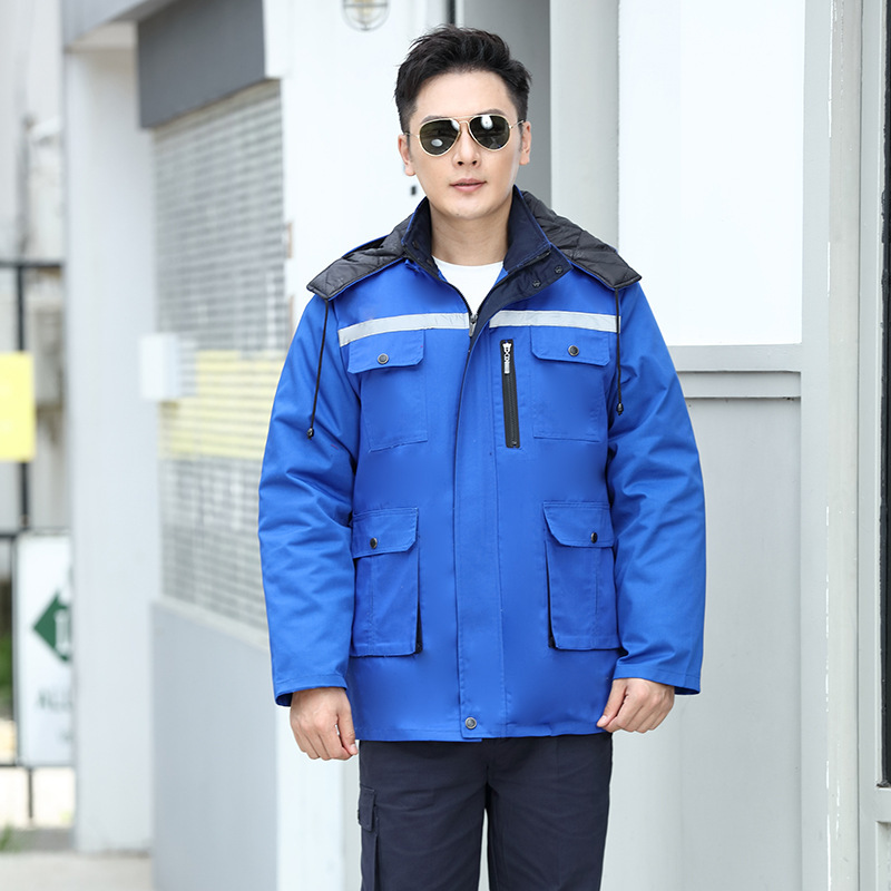作業服 冬用 防汚 作業着 防寒綿服 取り外し可能なインナー付き メンズ 厚手 車間作業服 綿入り作業服|undefined