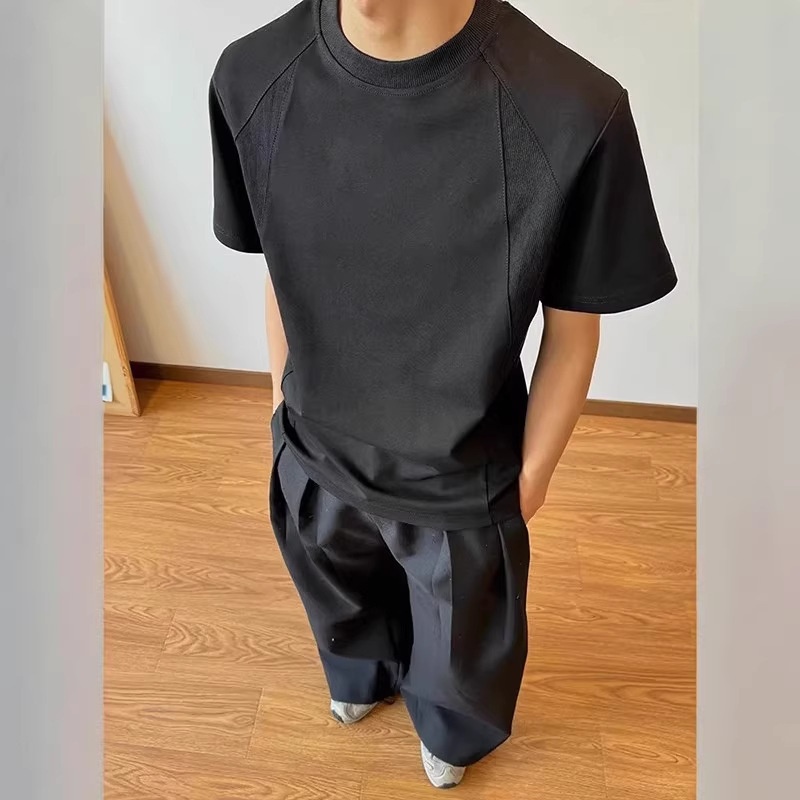 Men's Premium Heavyweight T-Shirt – Structured Shoulder Retro Design With Ribbed Neckline & Breathable Polyester_voghion.com
