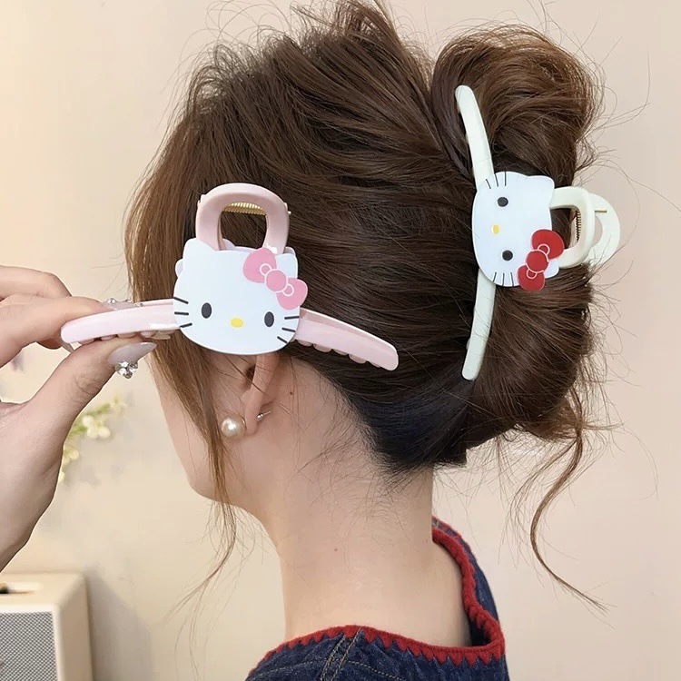 TiTi·韓国風かわいい風ハローキティクリップ甘い雰囲気ヘアアクセサリーニッチ非衝突サメクリップ|undefined