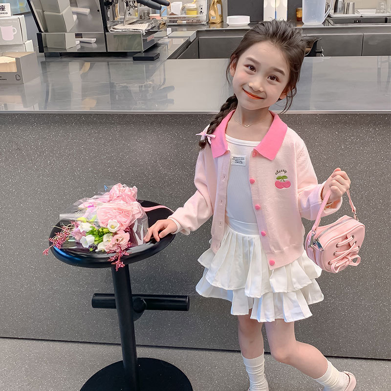 Children's Sweater Cardigan Autumn Girls' Knitted Sweater Western-style Clothes Large Children's Wool Western-style K2515