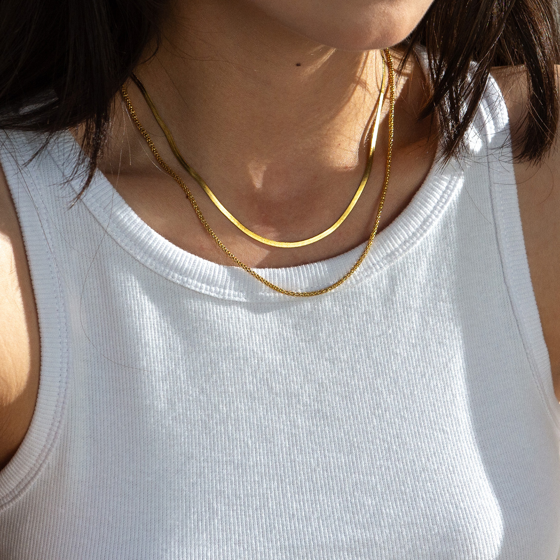 Lina Girl Titan-Perlenkette mit Schlangenknochen-Anhänger, farbecht, galvanisiert, quadratisch, aus europäischem und amerikanischem Edelstahl, kubanischem Stil_voghion.com