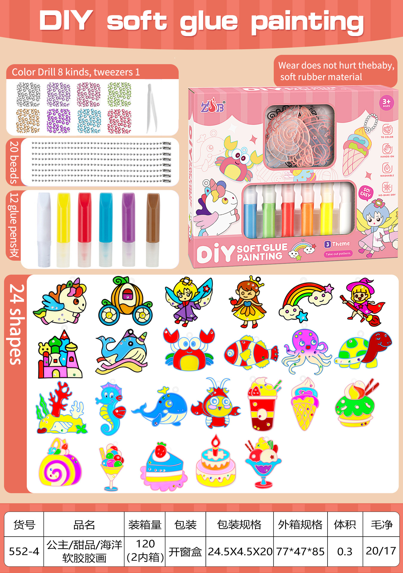Set de Pintura de Cristal DIY para Niños de Plástico Sin Hornear para Niñas