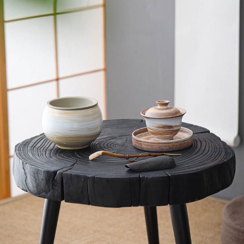 Estilo japonés de gres hecho a mano gaiwan creativo juego de té de Kung Fu juego de té tazón Zen cerámica mano cepillo esmalte taza de té