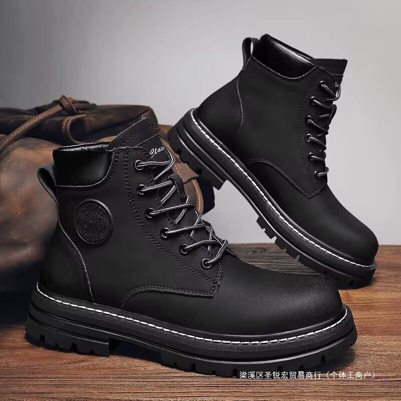 Высокие ботинки (Martens) мужские, противоскользящие, тёплые, шнуровка, размеры 39–48