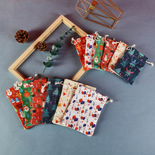 新款圣诞节印花帆布束口袋圣诞糖果袋苹果夜礼物礼品收纳礼品袋