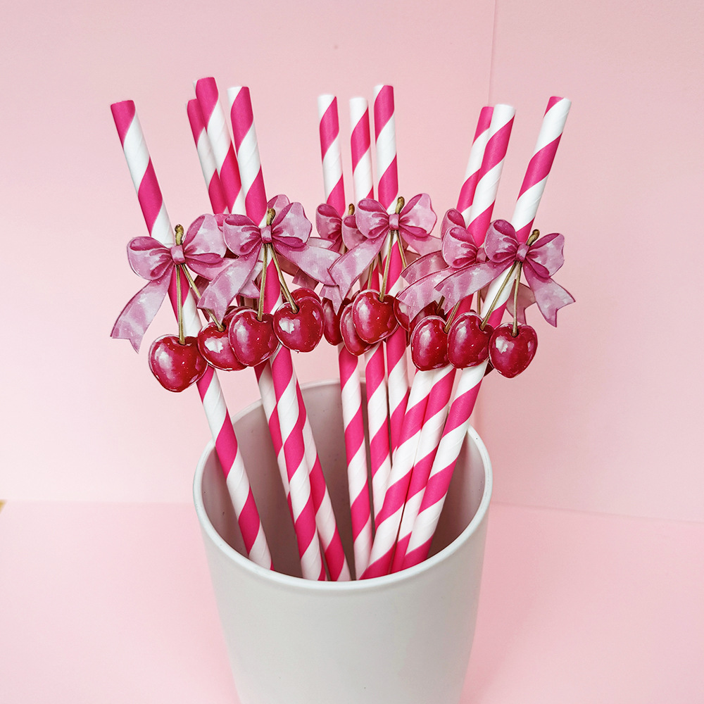 Suministros para fiestas transfronterizas Pajitas de limón de frutas creativas Pajitas de papel desechables Pajitas de bebidas de jugo Spot al por mayor