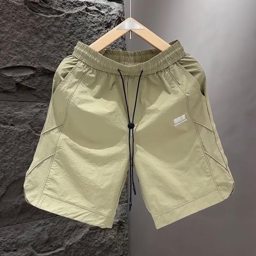 Pantalones cortos casuales de todo fósforo, pantalones de cinco puntos transpirables de secado rápido de seda de hielo para hombres, pantalones grandes rectos, comercio exterior transfronterizo de verano al por mayor