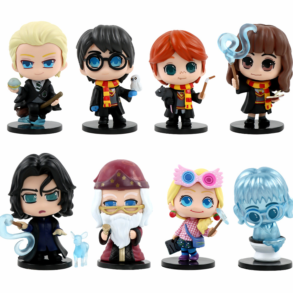 Nuevos 6 adornos de mano de Harry Potter Harry Hermione Ron Car Cake Decoration Caja ciega Gacha Doll