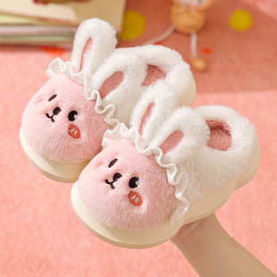 2022 new thick-soled cotton slippers women's winter half-heeled indoor non-slip thick-soled warm plush shoes for men