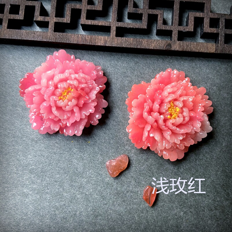 カラフルな氷透明翡翠の花牡丹の花の頭飾りペンダントネックレスヘアピン DIY 樹脂ジュエリーアクセサリー携帯電話ケースの装飾|undefined