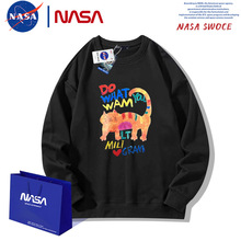 韩版宽松圆领套头卫衣男女春秋装青年潮牌橘猫卡通落肩长袖外套