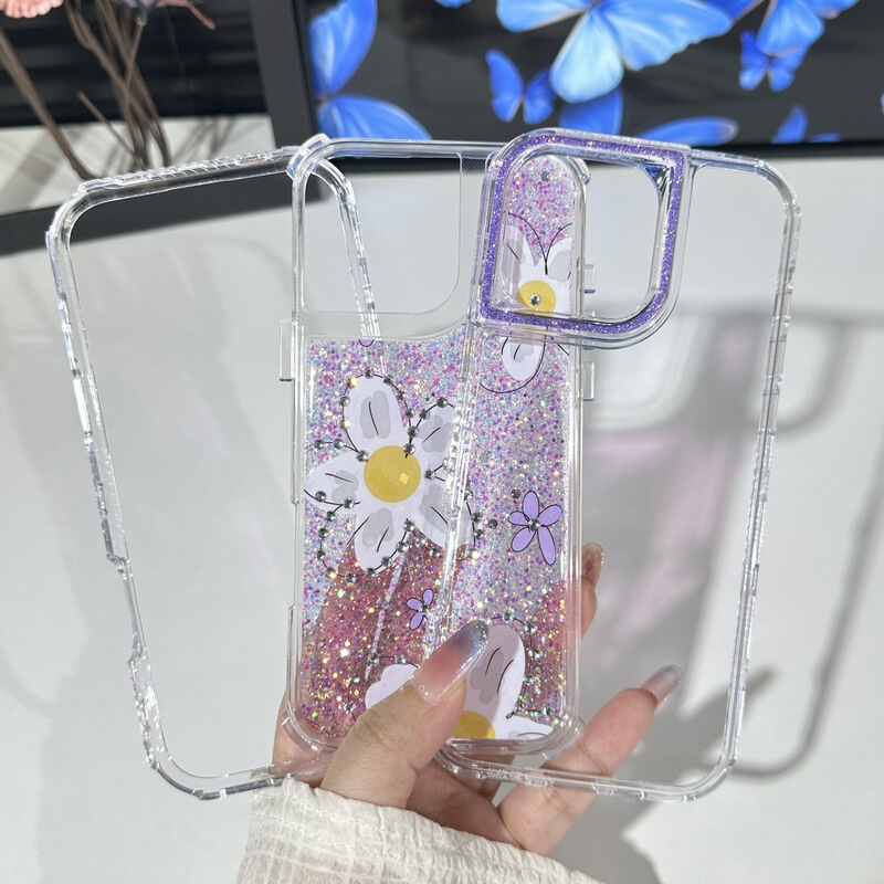 South American cross-border applicable 3-in-1 phone case for iPhone 18, Apple 18 Pro, clear girly 17 with glitter frame South American cross-border applicable 3-in-1 phone case for iPhone 18, Apple 18 Pro, clear girly 17 with glitter frame
