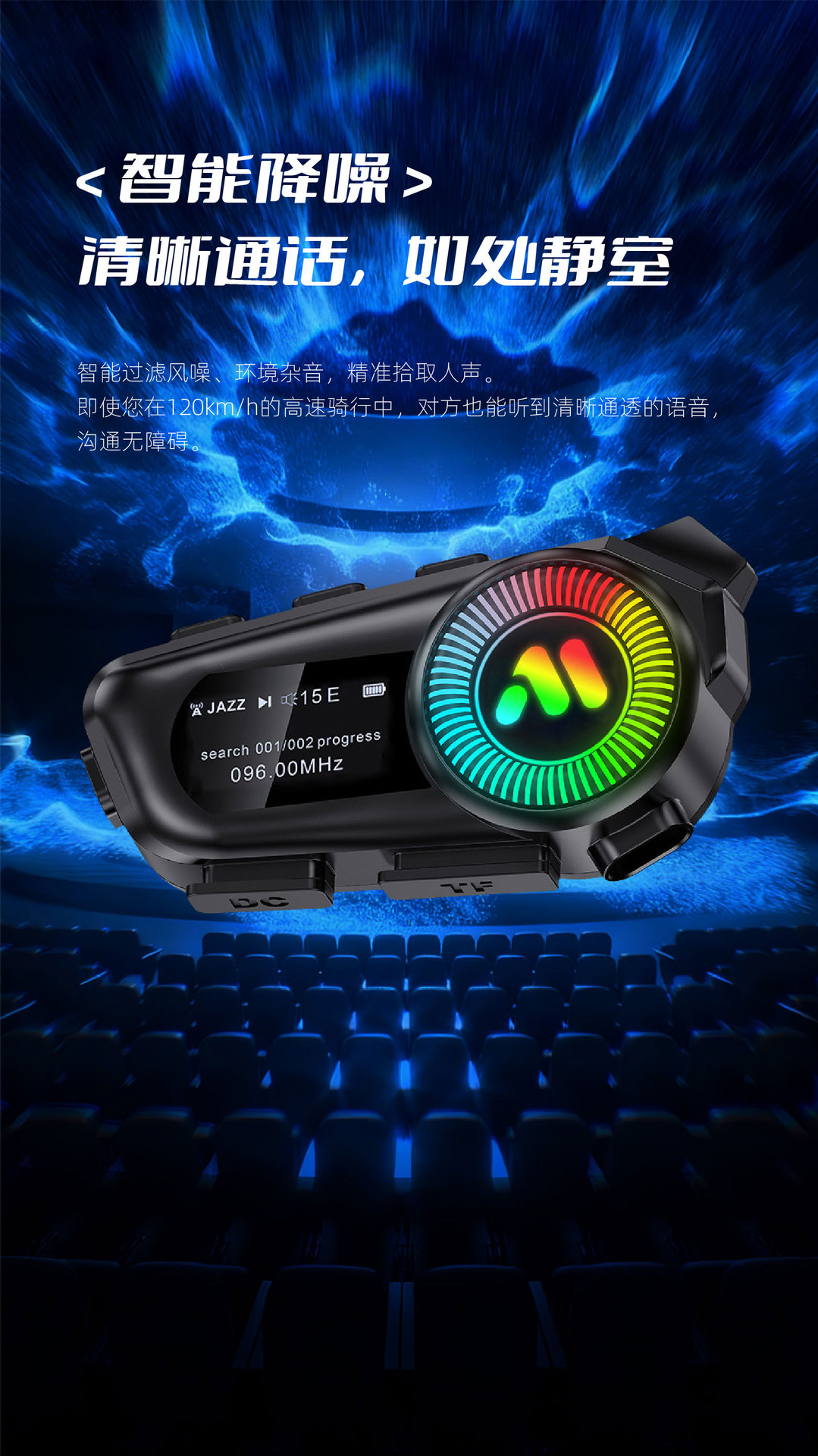 Cross-Border R1 Motorcycle Helmet Bluetooth Headset with Noise Reduction, 30 Hours of Ultra-Long Battery Life, Stereo Music, and Voice Assistant