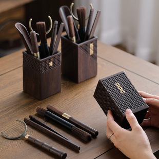 Ebony Solid Wood Tea Ceremony Six Gentleman suit High-grade Tea Maker Accessories 6 Gentleman Tea Clip Tea Knife Spoon Tool