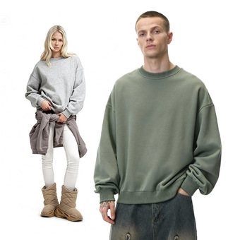 捷展男装|350G加绒潮牌宽松彩虹圆领卫衣25秋冬新品抓绒上衣