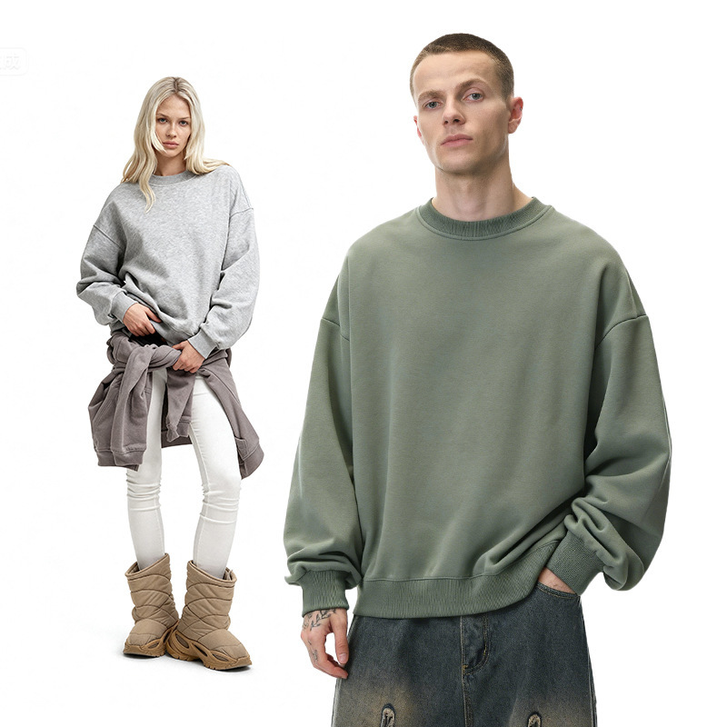 Jie Zhan Men's Clothing | 350g Fleece-Lined Trendy Loose Rainbow Crewneck Sweatshirt 25 Autumn and Winter New Fleece Top