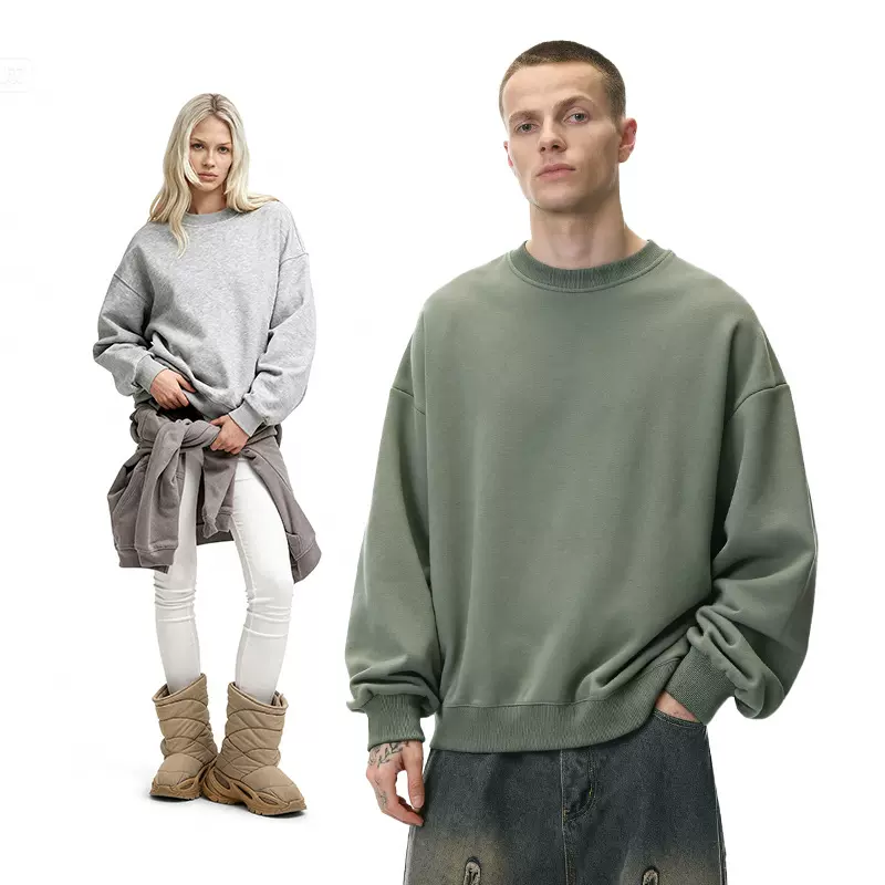 捷展男装|350G加绒潮牌宽松彩虹圆领卫衣25秋冬新品抓绒上衣