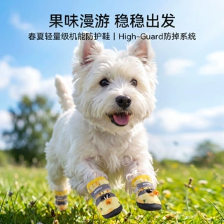 宠物狗狗鞋子满印水果加高耐磨软底防滑鞋全码猫犬外出四脚鞋套装