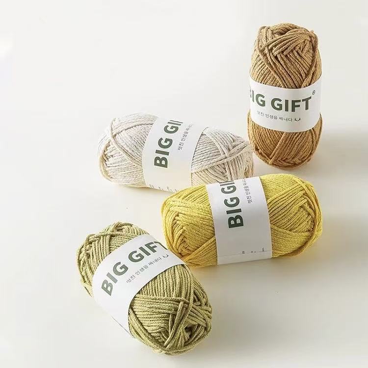 Biggift Korean 2mm Hollow Cotton Thread Beach Bag Yarn Hemp Rope Pure Handmade Crochet Thread