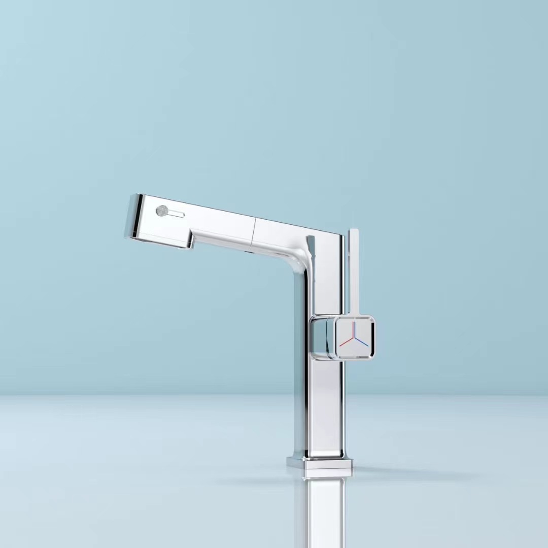 Grifo de lavabo con pantalla digital, giratorio 720 grados, extraíble, para baño, con agua fría y caliente, de doble uso.