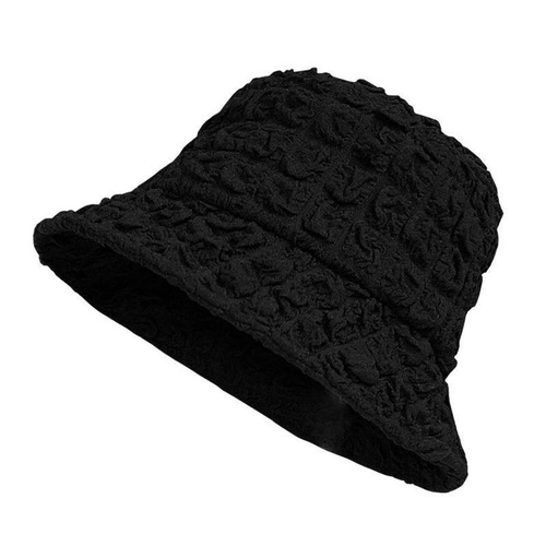 Zhao Lusi's same style Japanese style simple texture seersucker fisherman hat women's casual and versatile spring and autumn beige basin hat