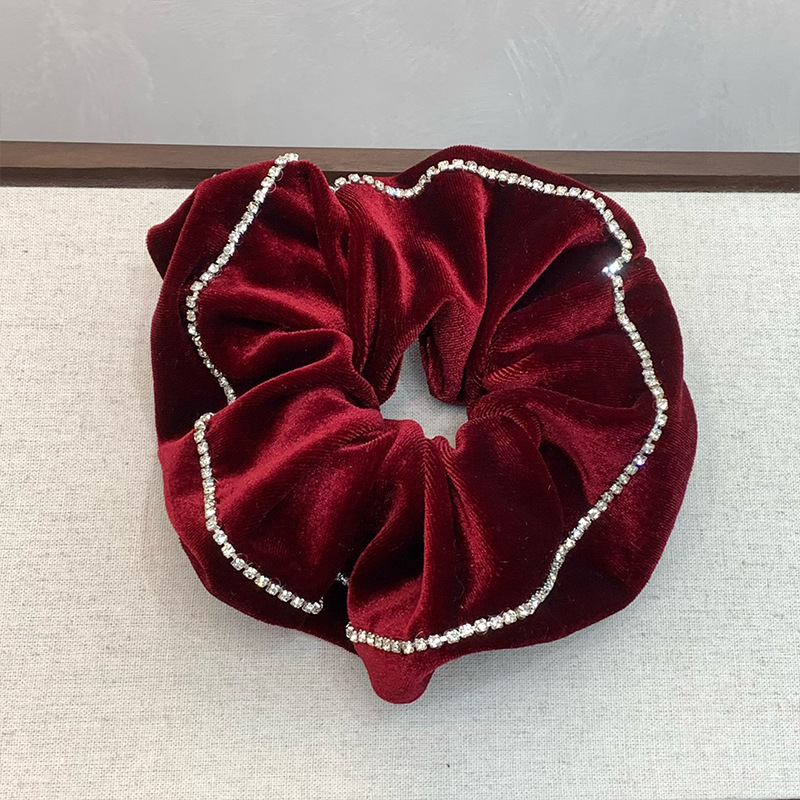 Sentido de alta calidad con taladro de terciopelo importado anillo de pelo de intestino grueso anillo de pelo de cabello cuerda de cabeza de mujer tocado negro adornamiento de pelo