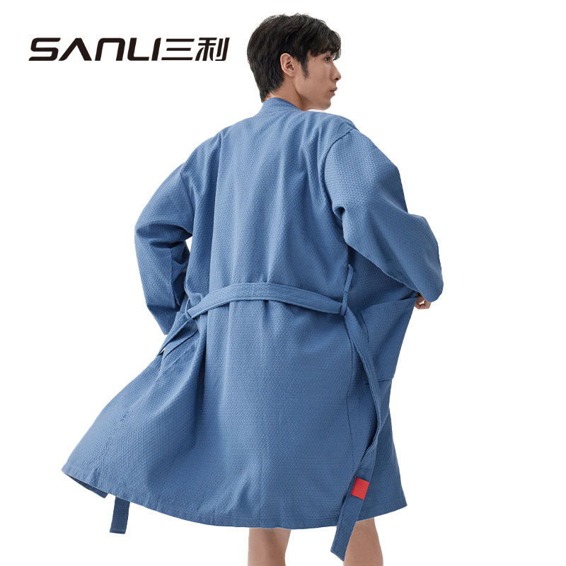[2] Sanli towel men's bathrobe cotton waffle bathrobe beauty salon bathrobe adult couple home clothes