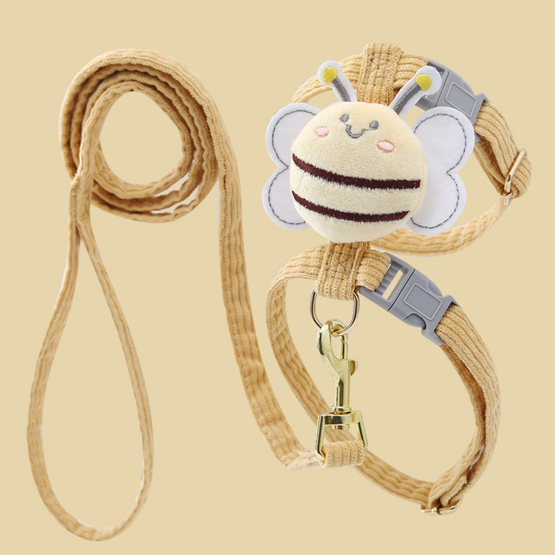 Suministros para mascotas Amazon nueva abeja pecho espalda gato tracción cuerda en forma de I anti-rotura ajustable gato caminando cuerda