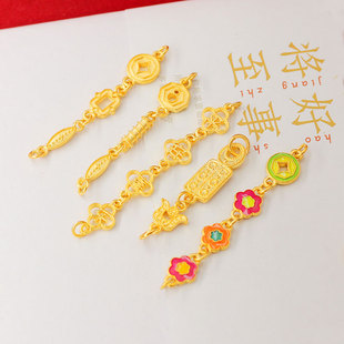 New sand gold high color retention double ring connecting buckle diy bracelet accessories extension chain handmade braided rope pendant rope accessories
