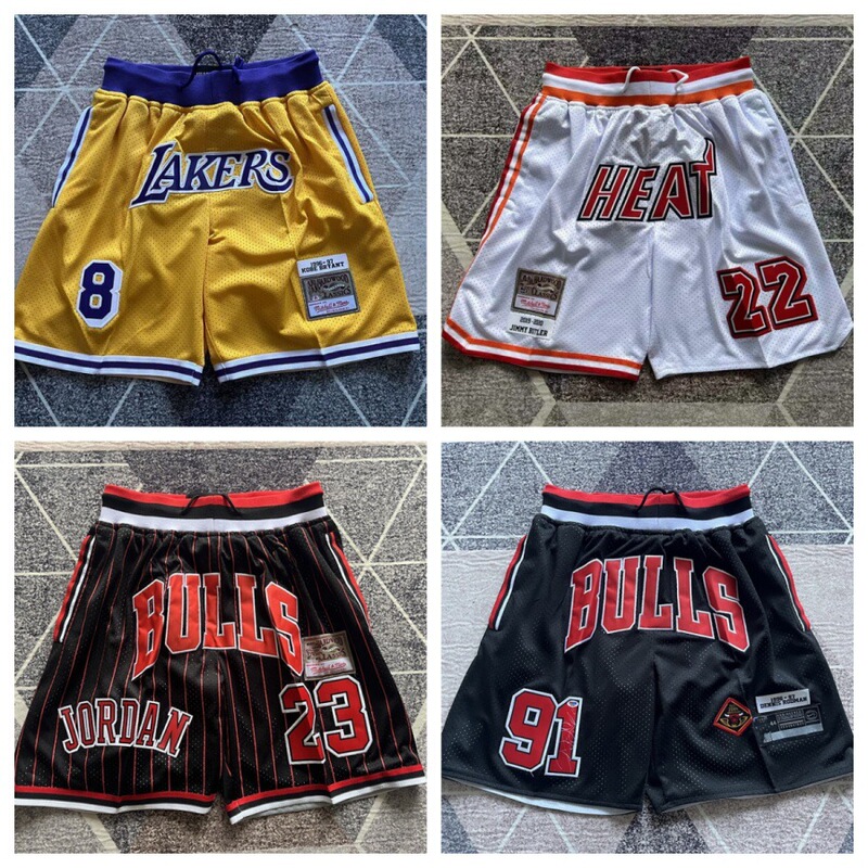 Exclusive cross-border supply of fully embroidered American-style basketball shorts for the Bulls and Lakers, available on Shopee and Amazon, with one-piece drop shipping