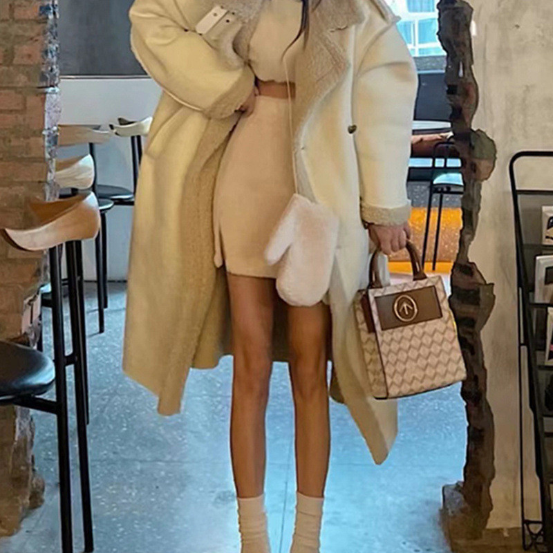 패션 서양식 모조 양모 롱 코트 여자 플러스 사이즈 겨울 한국식 올매치 느슨한 모피 원면 직접 판매