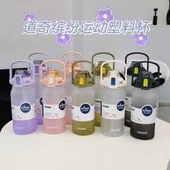 Large capacity frosted plastic straw cup for girls fitness sports portable drinking water bottle for students outdoor casual space cup