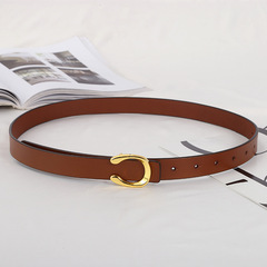 Classic C buckle cowhide belt for women, European and American fashion style, matches jeans, belt, popular and fashionable with sweater belt
