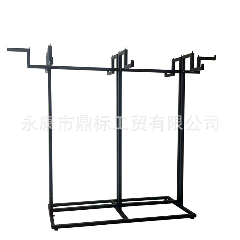Eight-arm clothing display rack black with wooden board clothing store special display rack Middle East style clothing store clothing hanging