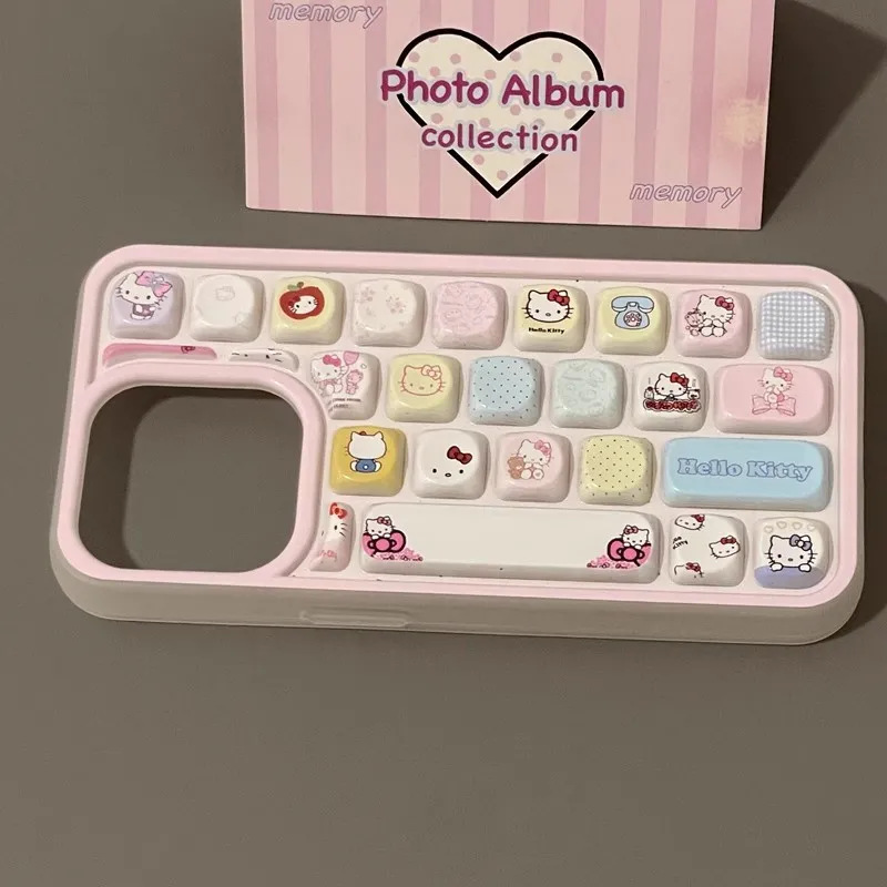 ins风可爱键盘插画适用iPhone15苹果16壳14promax/13全包12女