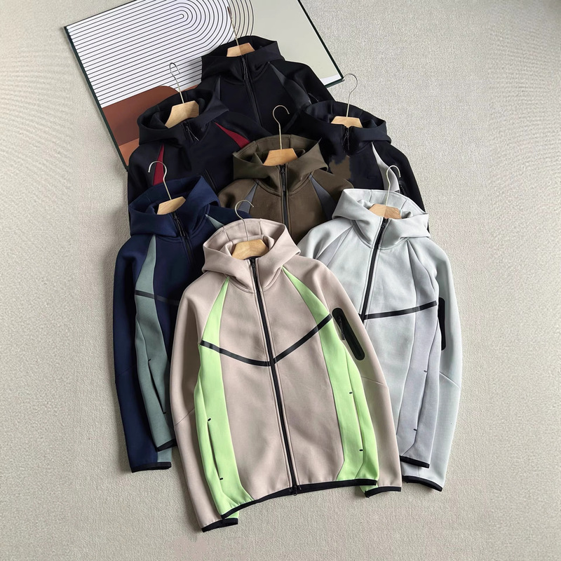 25Ss Autum and Winter New Tch Stitching Contrasting Color Knitted Sports Jacket Straight Pants Suit 326+324
